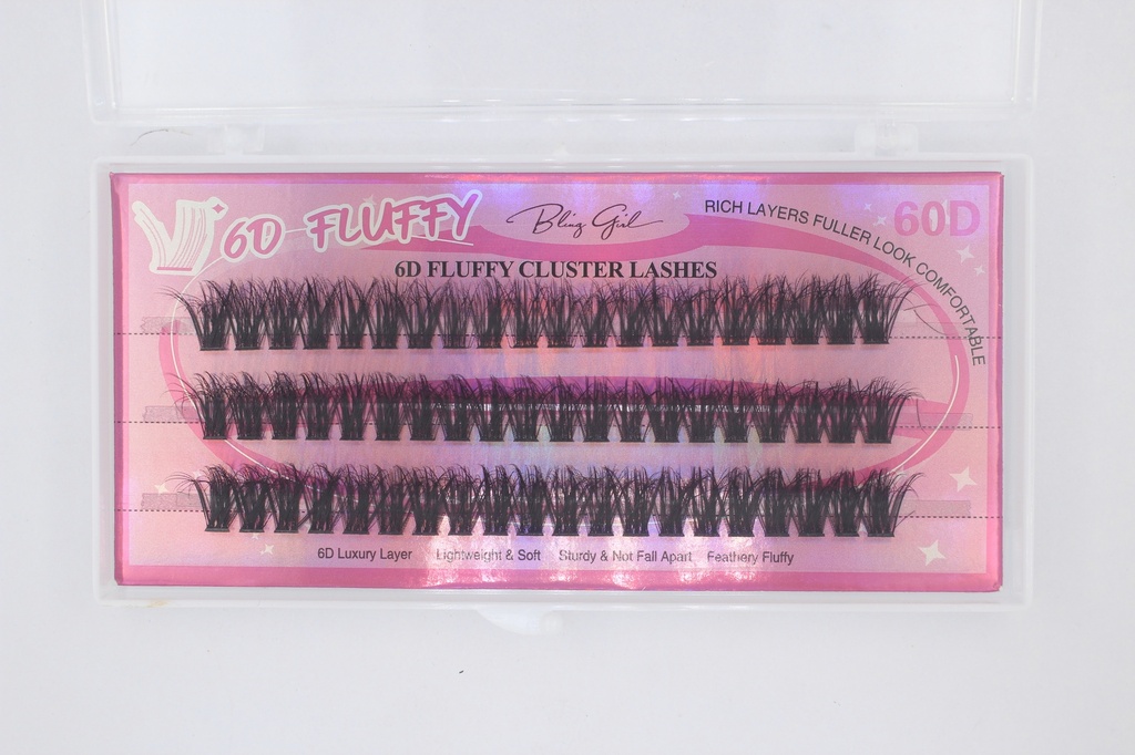 6D Fluffy Cluster Lashes 60D 8mm-C [S2508P06]