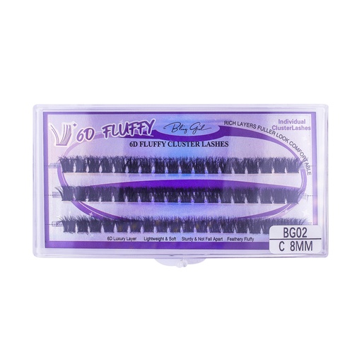 [6612477815823] 6D Fluffy Cluster Lashes 8mmC [S2508P05]