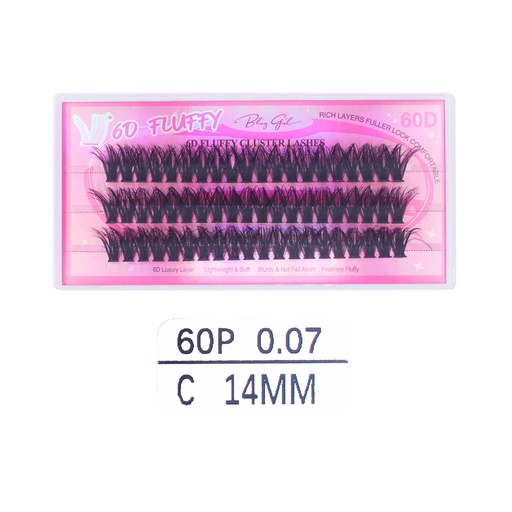 [6612477818022] 6D Fluffy Cluster Lashes 60D 14mm-C [S2508P06]