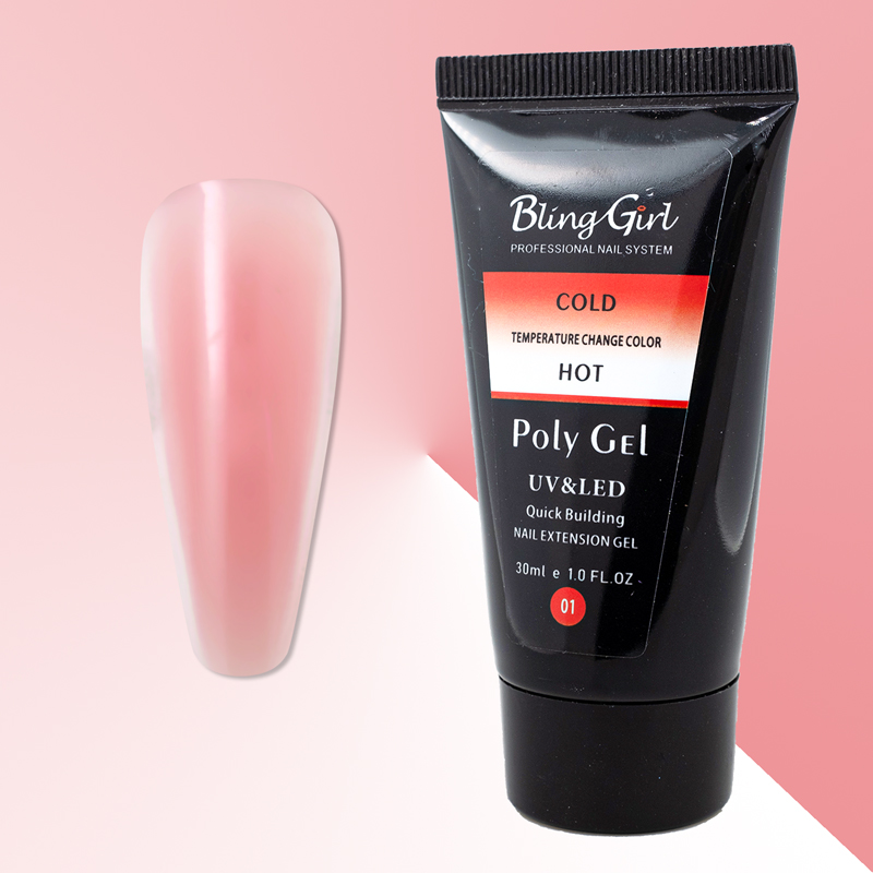Bling Girl Temperature Change Color Hot/Cold Poly Gel UV/LED Quick Building Nail Extension Gel 30ml #001 [6555]