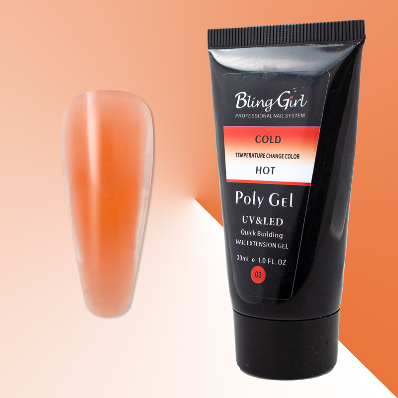 Bling Girl Temperature Change Color Hot/Cold Poly Gel UV/LED Quick Building Nail Extension Gel 30ml #003 [6555]