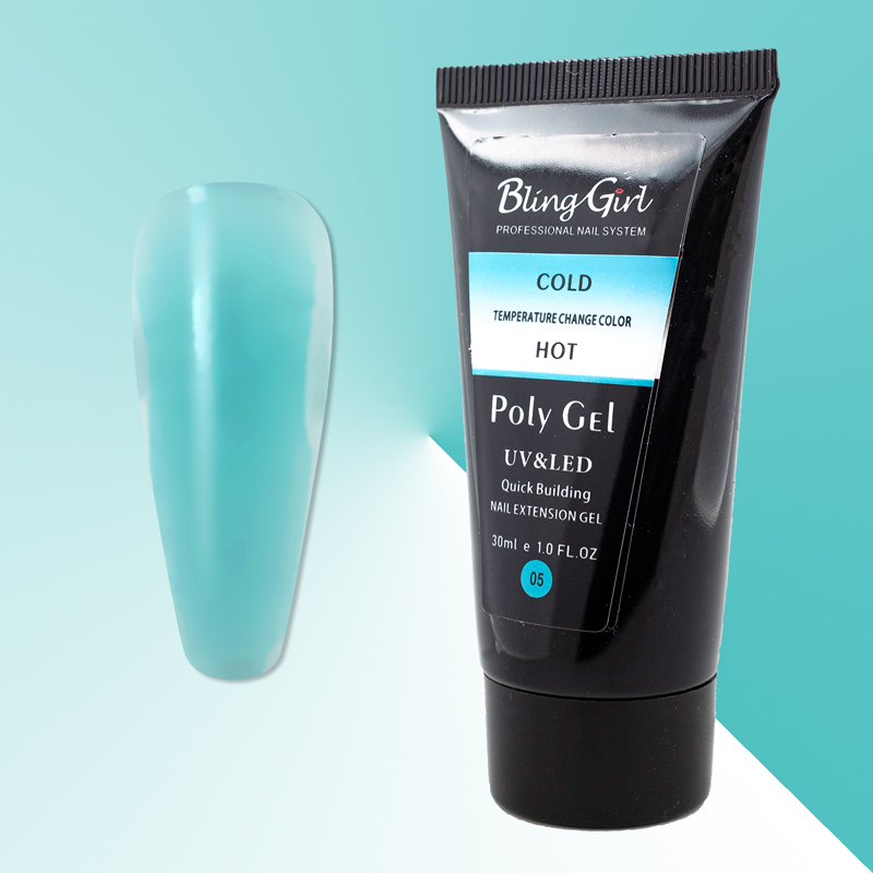 Bling Girl Temperature Change Color Hot/Cold Poly Gel UV/LED Quick Building Nail Extension Gel 30ml #005 [6555]