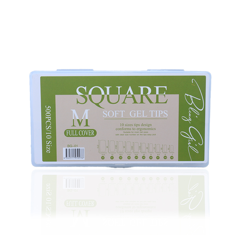BLING GIRL SOUARE SOFT GEL TIPS HALF TIP #002[R2402P36]