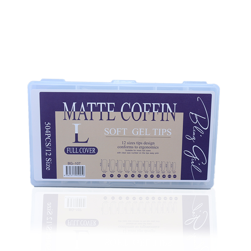 BLING GIRL Coffin Matte Soft Gel Tips Large BG-107 [R2402P36]