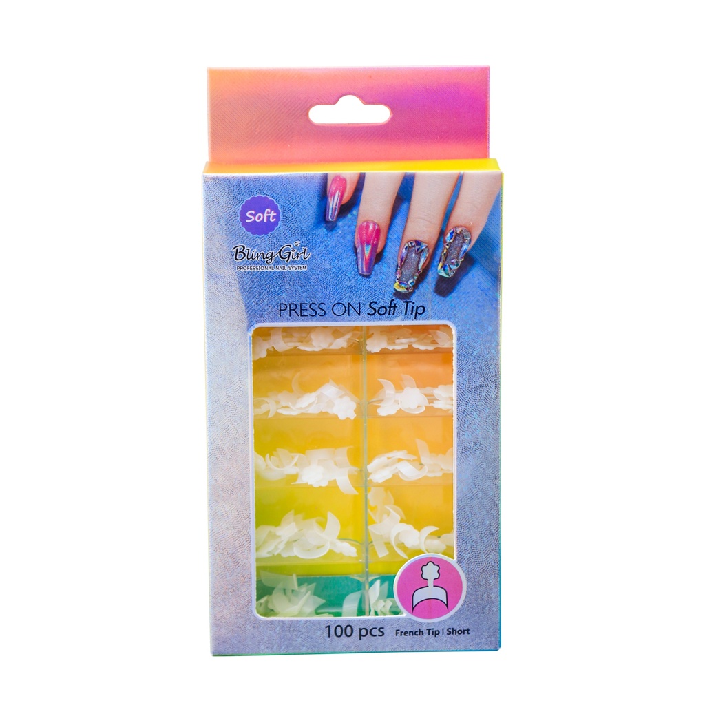 PRESS ON Soft Tip 100PCS French Tip - Short - BG-14 [S2403P17]