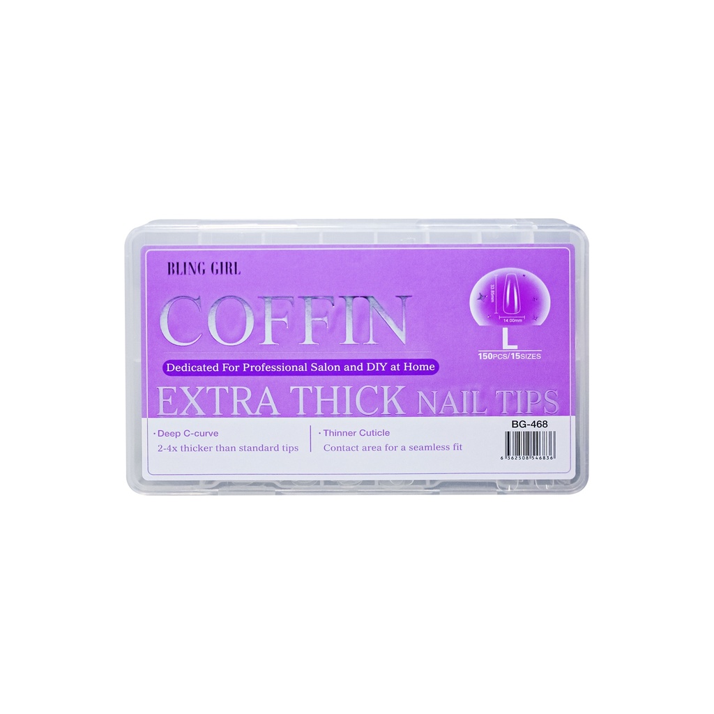 Coffin Extra Thick Nail Tips Large BG-468 (150PCS/15 sizes) [S2510P04]