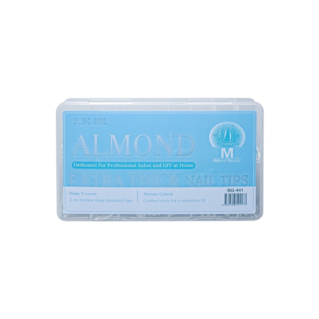 Almond Extra Thick Nail Tips Medium BG-441 (150PCS/15 sizes) [S2510P05]