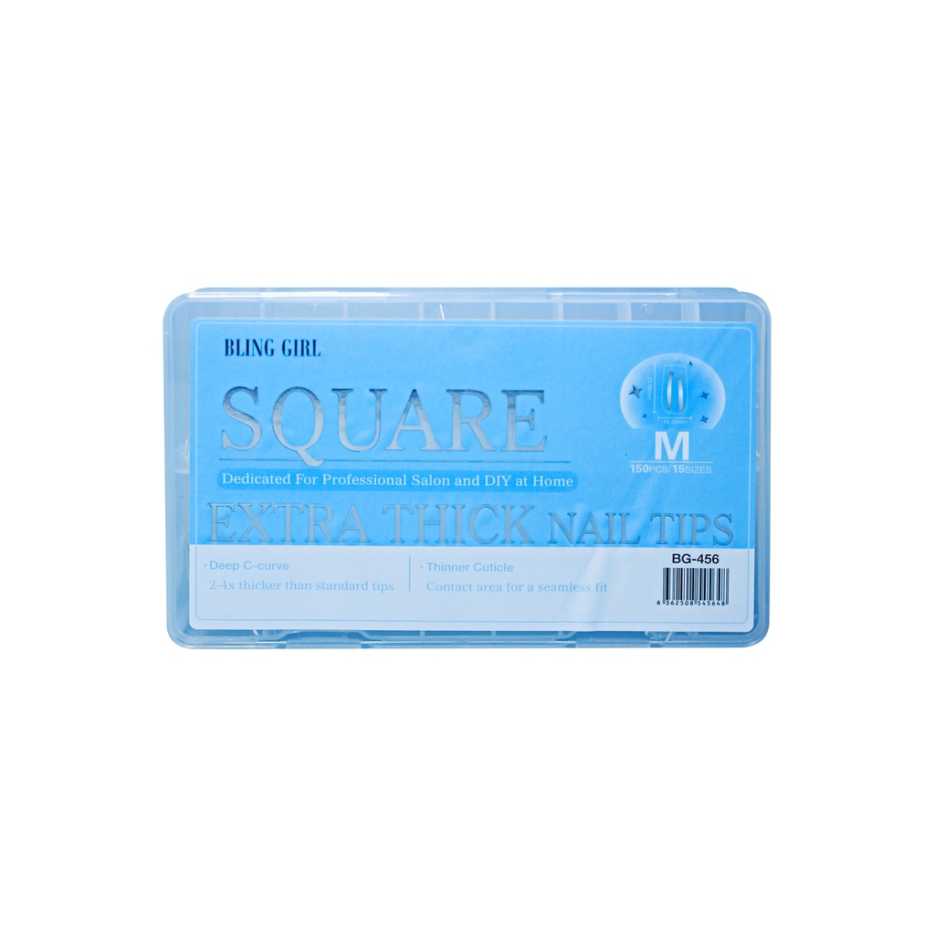 Square Extra Thick Nail Tips Medium BG-456 (150PCS/15 sizes) [S2510P06]
