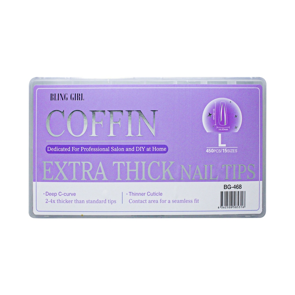 Coffin Extra Thick Nail Tips Large BG-468 (450PCS/15 sizes) [S2510P12]