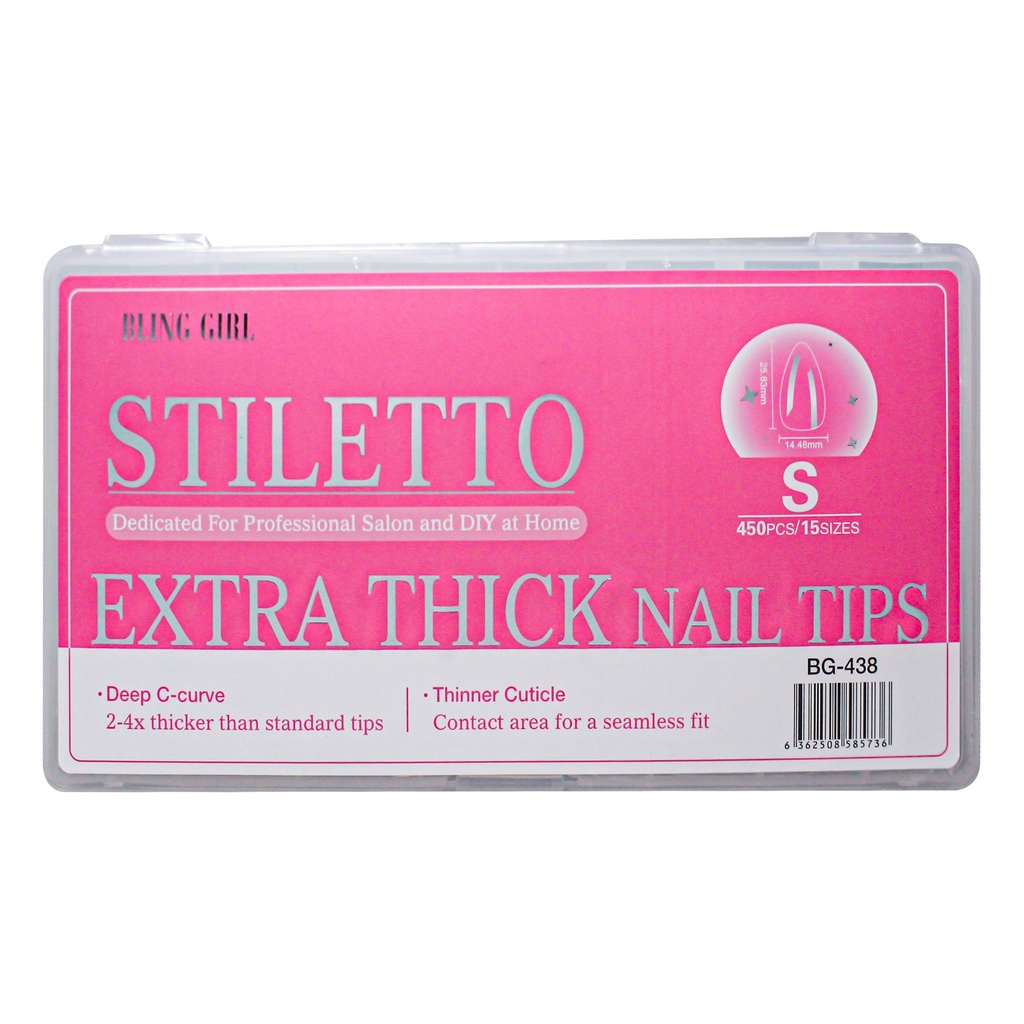 Stiletto Extra Thick Nail Tips Small BG-438 (450PCS/15 sizes) [S2510P17]