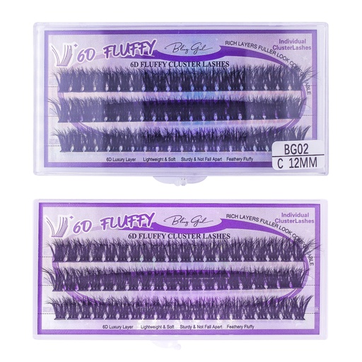 [6612477815823] 6D Fluffy Cluster Lashes 12mm-C [S2508P05]