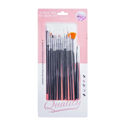 [6371810474508] 15-Piece Nail Art Brush Set [S2509P18]