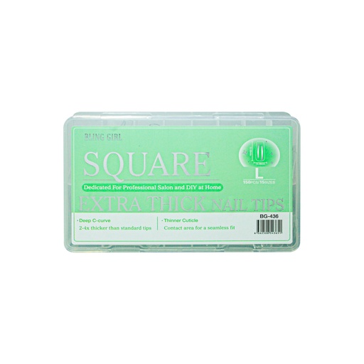 [6362508543651] Square Extra Thick Nail Tips Large BG-436 (150PCS/15 sizes) [S2510P09]