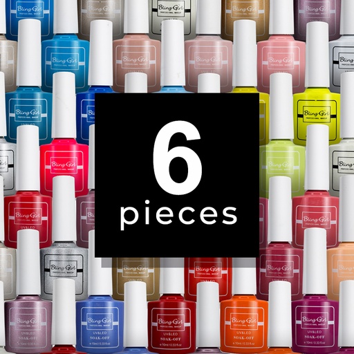 [6342106011585] [BUY 6 GET 6 FREE] Bling Girl Colour Last Soak Off Gel Polish UV/LED Set 10ml*6Pieces [1228]