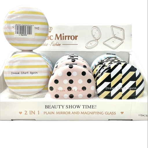 [6252305012828] Cosmetic Mirror 2 In 1 Plain Mirror And Magnifying Glass  [ S2307P09 ]