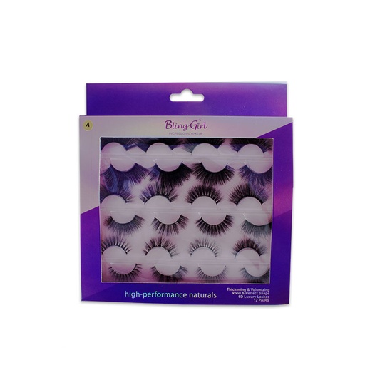[6612111781415] Blinggirl Professional Make up high-performance naturals  6D Luxury Lashes 12 Pairs [ R2311P12 ]