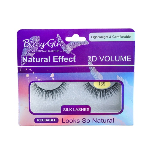 [6612109781205] BLING GIRL PROFESSIONAL MAKEUP NATURAL EFFECT 3D VOLUME EYEALASHES [R2402P26]