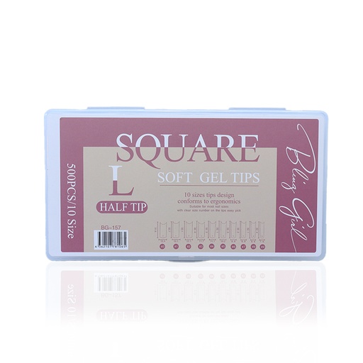 [6362107781065] BLING GIRL SOUARE SOFT GEL TIPS HALF TIP #001[R2402P36]