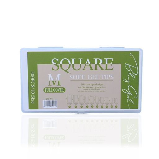 [6362107781065] BLING GIRL SOUARE SOFT GEL TIPS HALF TIP #002[R2402P36]
