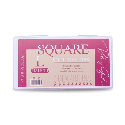 [6362107781065] Square Soft Gel Tips L Half Tip BG-157 [6599]