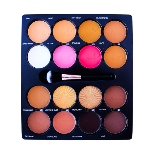 [6972393190511] Micolor Blusher, Highlights, Concealer &amp; Powder 16 Color Face Palette [S2404P42]