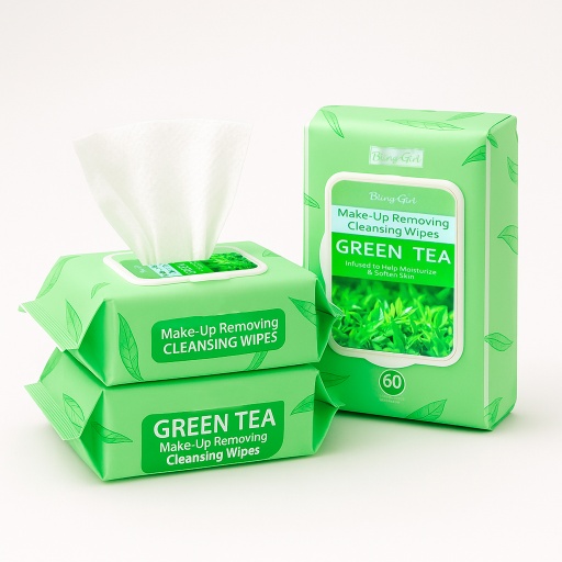 [6924372734179] Makeup Removing Cleansing Wipes Green Tea 60PCS [S2408P06]